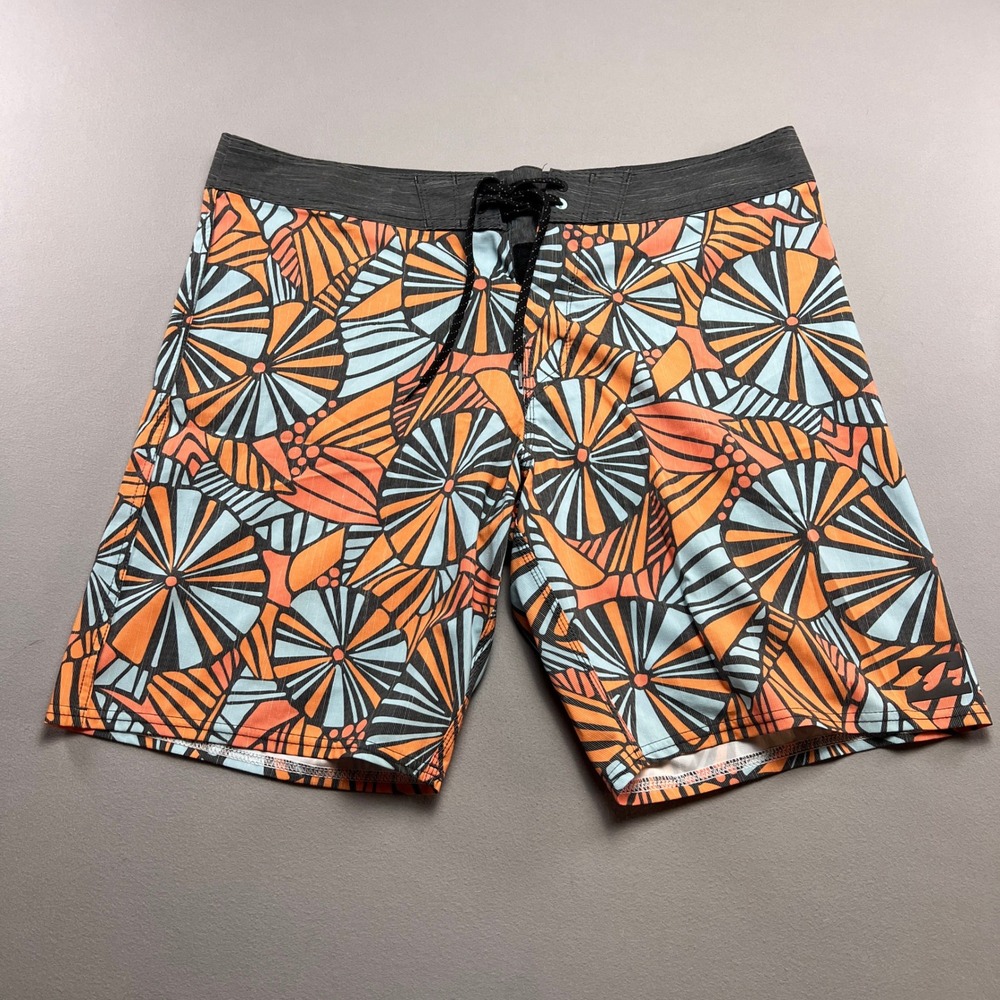Billabong Platinum X Sundays Mens Board Shorts Orange Blue Floral Size 36